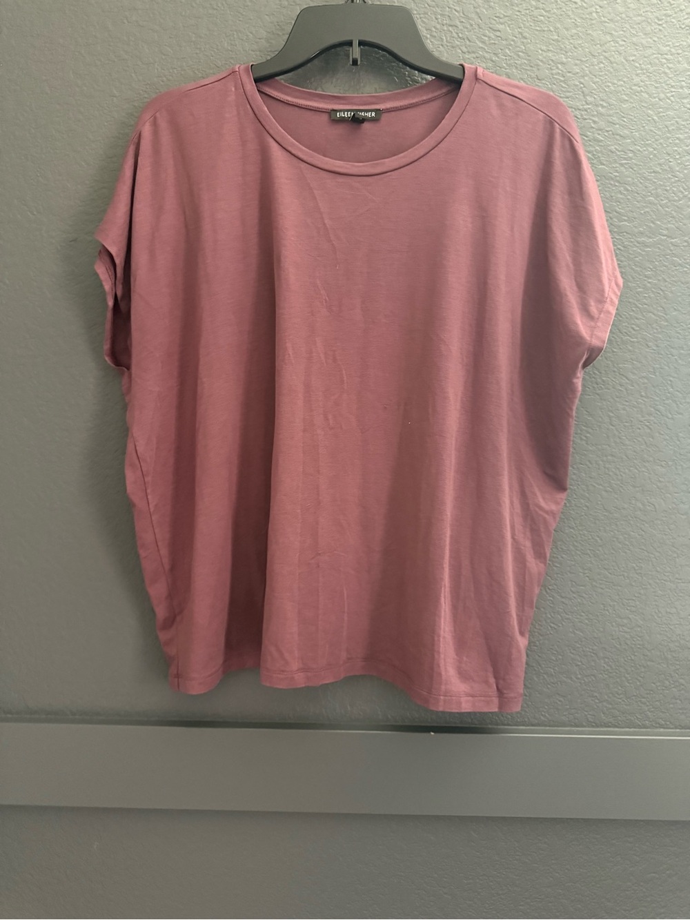 EILEEN FISHER • Fine Jersey Square Top mauve purple Large short sleeve
